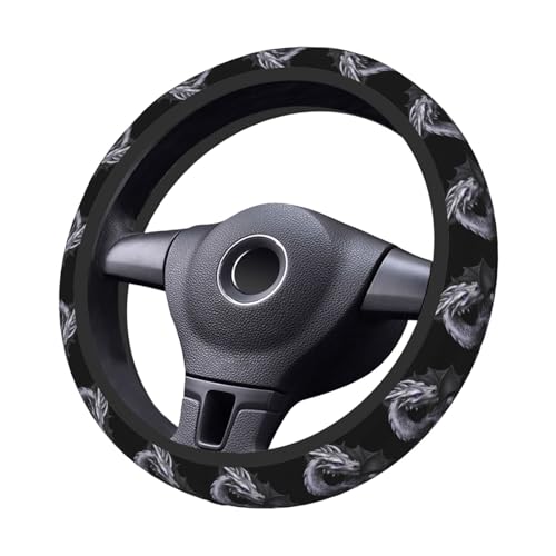 Silver Dragon Rose 1 Universal Steering Wheel Covers, Cute Car Accessories for Women Girls Car Truck - color: Silver Dragon Rose 1