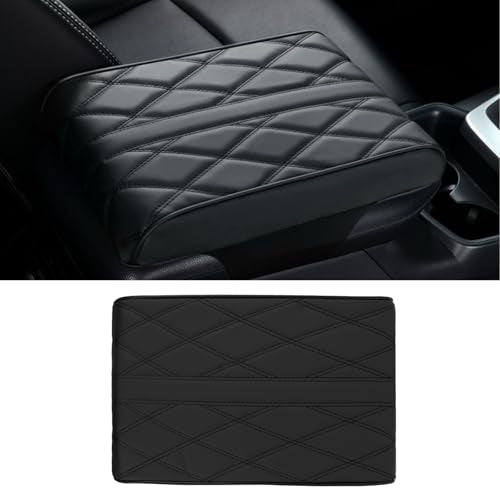 Memory Foam Car Armrest Cushion, 13"×8.3"×2" Leather Car Armrest Cover Pad, Auto Center Console Cover, Universal Vehicle Arm Rest Cover Protector, Interior Car Accessories (Black) - color: Black