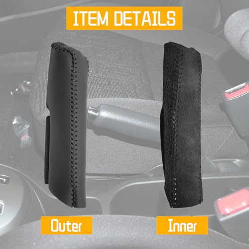 Genuine Leather Handbrake Protector Cover Compatible with Kia Rio 2012-2016 Anti-Slip Hand Brake Parking Lever Sleeve Black