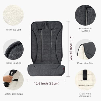Momcozy Reversible Stroller Cushion | Universal Breathable Stroller Liner | Winter Warm Car Seat Liners | Crib Carriage Cushion Pad | Plush for Winter Use ＆Soft Fabric for All-Season Comfort - color: Carbon Black