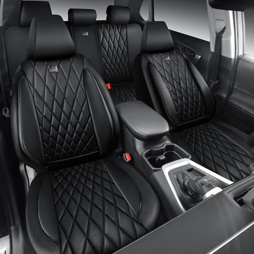 CAR PASS Rav4 Seat Covers Full Set Custom Fit for Toyota RAV4 Tocamo Corolla-Cross 2019-2024, Luxury Nappa Leather Waterproof Rav 4 Seat Covers, Anti-Slip Comfortable Airbag Compatible, Full Black - color: All Black RAV4, size: Full Set