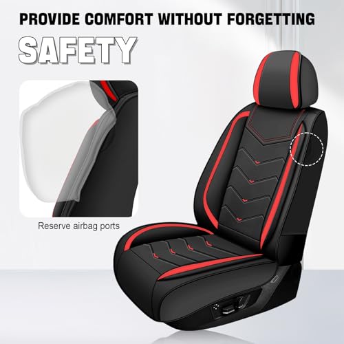 Car Seat Cover for KIA Soul 2010-2025, Driver's Seat Covers,Non-Slip Waterproof seat Cover,Wear-Resistant Nappa Leather car seat Covers. (Standard 2 Seats/Black Red) - color: Black Red, size: Standard 2 Seats