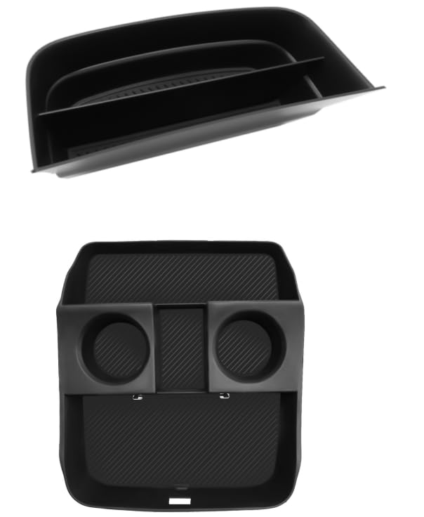 BIBIBO 2Packs for 2026 Hyundai Palisade Center Console Organizer 2026 Hyundai Palisade (SE, SEL, SEL Convenience, SEL Premium, XRT Pro, Limited, Calligraphy)Under Console Insert Tray+Divider Organizer - color: Black-(Console Under+Insert shelf)