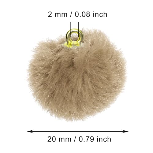 Tupalizy 50PCS Fluffy Pom Poms Charms Soft Fuzzy Faux Fur Puff Ball Pendant for Keychains Bracelets Earrings Jewelry Making Tassels Bags DIY Crafts Party Favors Gifts Accessories - color: Tan