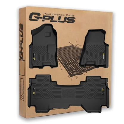 G-PLUS Floor Mats Fit for 2019-2024 Dodge Ram 1500 Crew Cab New Body (NOT Classic Models) Without Storage, TPE All Weather Custom Fit Full Cover Protection Floor Liner 1st & 2nd Row, Black - size: 19-24|Fit Dodge Ram 1500 Crew Cab|3PCS
