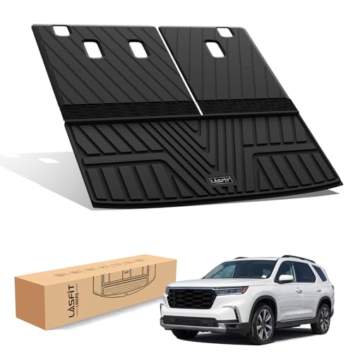 LASFIT Cargo Mat with Backrest Mat for Honda Pilot 2023 2024 2025 2026, Split & One-piece Foldable Seating TPE Custom Fit Trunk Mat Cargo Liner with Seatback Mat Accessories, Black - style: 3）For Honda Pilot | 2023-2026 | Trunk Mat