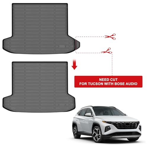 Auxko All Weather Floor Mat & Cargo Mat Fit for 2026 2025 2024 2023 2022 Hyundai Tucson (Include Hybrid Not PHEV) TPE Liner Tucson Accessory Set All Season Odorless Anti-Slip Floor Trunk Liner - size: tucson gas|2022-2026|floor+cargo mats