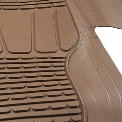 Motor Trend FlexTough 3-Row Heavy Duty Rubber Floor Mats & Liner Mega Truck/SUV/Van Combo, All Weather Protection Universal Trim to Fit Beige - color: Beige