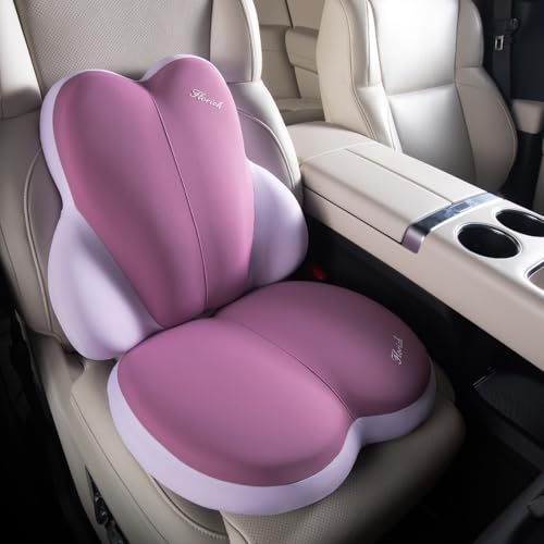 FLORICH Car Seat Cushion and Back Support for Car Ultrathick Memory Foam Office Chair Cushions with Lumbar Support Pillow for Sciatica & Back & Tailbone Pain Relief (Dark Purple) - color: Dark Purper, size: Cushion+lumbar