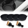 Car Cup Coasters, Silicone Cup Holder Insert (4 Pack) with Soft Bristle Cleaning Brush (2 Pack), Non-Slip Honeycomb Spill Guard Car Interior Accessories, Universal for SUV, Sedan, Truck (Black) - size: Style 1
