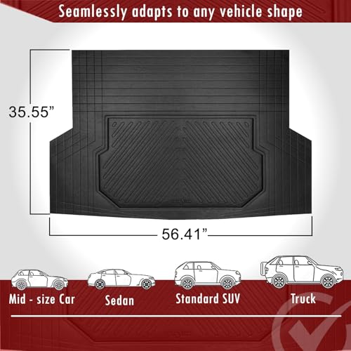 Universal Trunk Mat for SUV and Passenger Vehicles – All Weather Car Trunk Liners, Heavy Duty Rubber Cargo Liner for Back of SUV – Car Mats All Weather, Auto Floor Mats, Cargo Mat-Trunk Cover