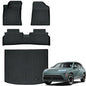Auxko All Weather Floor Mats Cargo Mat for Hyundai Kona EV 2026 2025 2024 TPE Liners Accessories Guard Odorless Anti-Slip Floor Liners Trunk Liner Black - size: kona ev|2024-2025|floor+cargo mats