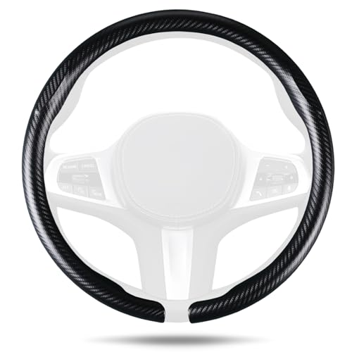 Aimato Car Steering Wheel Cover Carbon Fiber, Ultra-Thin Car Steering Wheel Cover,Comfortable & Breathable Microfiber,Universal Fit for Most Cars - color: Matte black
