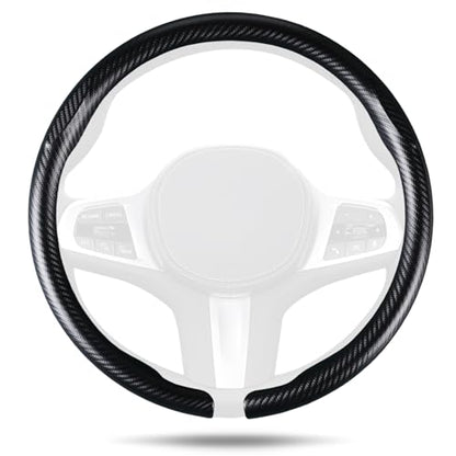 Aimato Car Steering Wheel Cover Carbon Fiber, Ultra-Thin Car Steering Wheel Cover,Comfortable & Breathable Microfiber,Universal Fit for Most Cars - color: Matte black