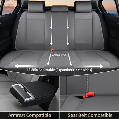 FLORICH Car Seat Covers for Full Set, Universal Seat Cushion 5 Seats, Car Seat Protector Waterproof, Premium Leather Automotive Seat Covers for Most Cars, Sedans, SUVs, and Trucks-Gray