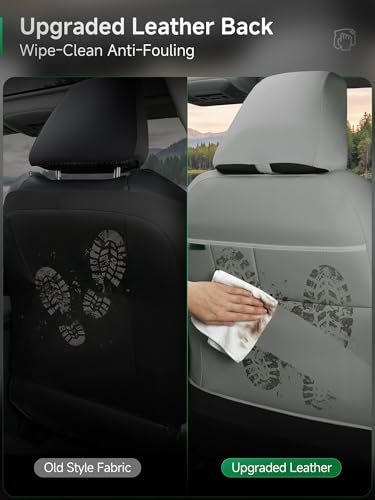 GIANT PANDA 2PCS Front Car Seat Cover for 2007-2026 Chevy Silverado & GMC Sierra 1500 2500 3500 Crew Extended Double Cab Pickup,Custom Fit Chevy & GMC Truck Seat Protectors,Faux Leather (Grey) - color: Gray-Luxury Edition