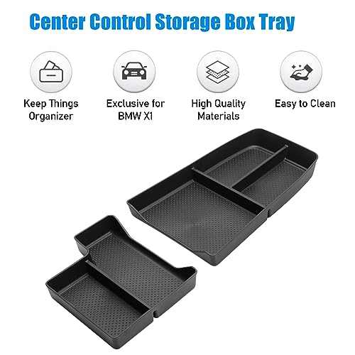 Jaronx Compatible with BMW X1 Center Console Organizer Tray 2023 2024 2025 2026 U11, 2PCS Lower Console Organizer Tray, TPE Storage Box for 2023-2026 BMW X1 Accessories - size: X1 U11 Console Organizer