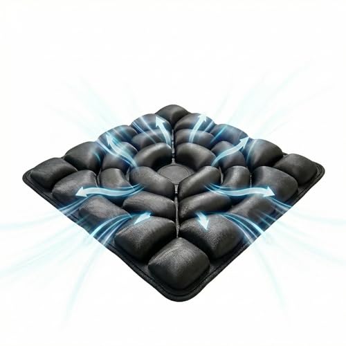 Inflatable Seat Cushion, Donut Cushion for Office Chair, Car & Wheelchair, Ergonomic Pressure Relief for Tailbone & Sciatica, Adjustable Firmness, Non-Slip Seat Pad for Long Sitting - color: Dark Black