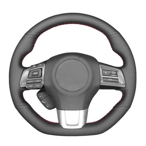 MEWANT Hand Sewing Breathable Car Steering Wheel Cover for Subaru WRX 2015-2021 / WRX STI 2015-2021 Steering Wheels Accessories for Subaru WRX (STI) - color: style-05: genuine leather + red thread