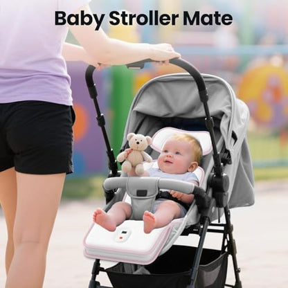 Baby Stroller Cooling Pad, Up to 10H Cooling, 10000 mAh Rechargeable Car Seat Liner with 2 Built-in Blower, 3 Speed, Summer Essentials for Baby Girl Boy, Cooling Cushion for Toddler Outdoors, Pink - color: Pink
