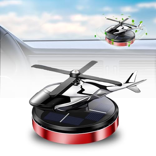 Car Air Freshener, Helicopter Solar Energy Rotating Aromatherapy Al Alloy Diffuser,Long-Lasting Fragrance, Interior Decoration Accessories Diffuser for Car and Home (Red) - color: Red