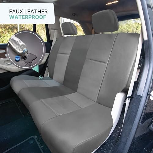 FH Group PU002114 Premium PU Leather Seat Covers (Gray) Full Set – Universal Fit for Cars Trucks and SUVs - color: gray, style: Full Set