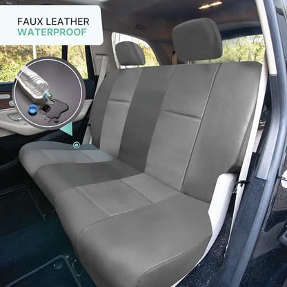 FH Group PU002114 Premium PU Leather Seat Covers (Gray) Full Set – Universal Fit for Cars Trucks and SUVs - color: gray, style: Full Set
