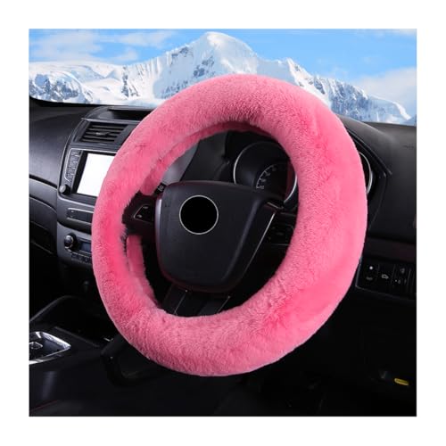 Car Fuzzy Steering Wheel Cover, 15 inch Fluffy Soft Steering Wheel Protector for Winter Warm, Anti-Slip Fuzzy Plush Vehicle Wheel Wrap Cover Interior Decoration for Women Men (Pink) - color: Pink