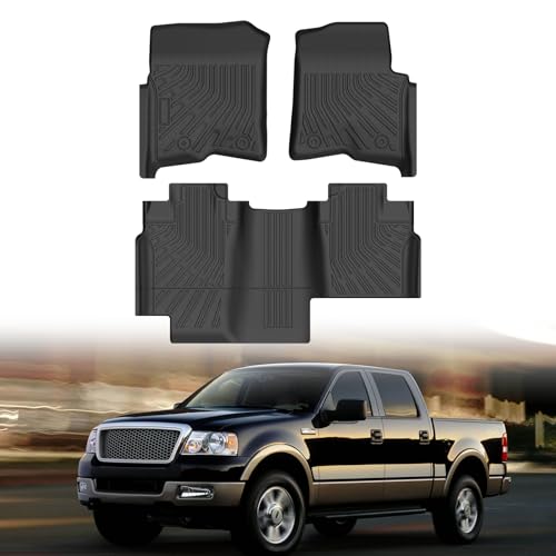 Cartist Floor Mats for 2004-2008 Ford F-150 SuperCrew Cab & Lincoln Mark LT Crew Cab 2006-2008, All Weather Floor Liners for F150 Accessories, Heavy Duty TPE Car Mats - size: 2)Ford F150 04-08 Floor Mat