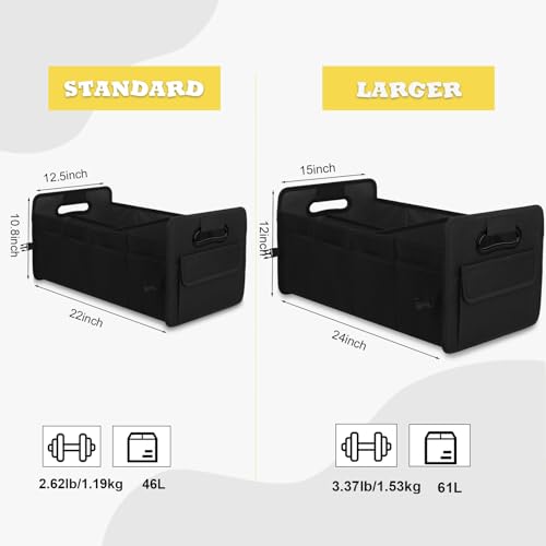 Car Trunk Organizer, Car Organizers and Storage Collapsible Multi Compartment Container Box, Adjustable Car Accessories for SUV Sedan Truck, Large Size, Black - color: Black, size: Large