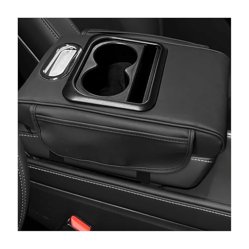 Car Center Console Armrest Pillow, 5-in-1 Armrest Cover with 2 Storage Bags Tissue Box Cup & Phone Holder, Comfy Arm Rest Cushion Leather Vehicle Middle Console Organizer (Black, Normal) - color: Black, Normal