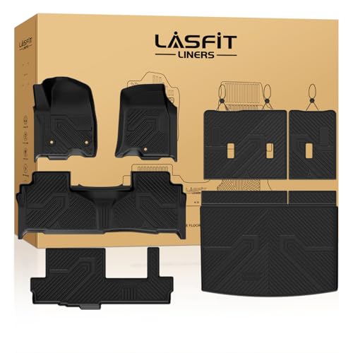 LASFIT Floor Mats 2021-2026 & Only 8 Seats (Not for 7/9 Seats) for Chevrolet Chevy Suburban/GMC Yukon XL (Only Yukon XL, Not Fit Yukon)/Cadillac Escalade ESV (Only Escalade ESV, Not Fit Escalade) - size: Suburban/Yukon XL/Eacalade ESV 8 Seats 2021-2026