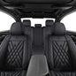 Car Seat Covers 5-Piece Full Set Durable Leather, Anti-Slip Waterproof Car Accessories Custom Fit for Most Cars, SUV & Sedan（Black）