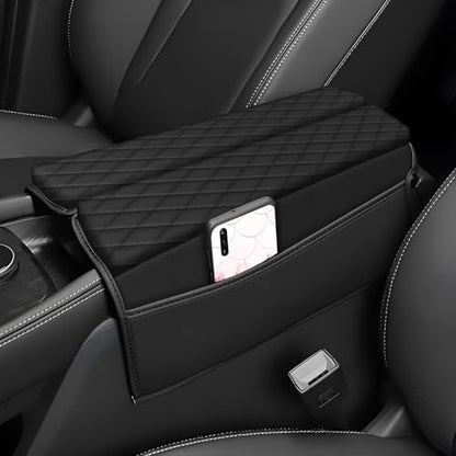 AOMSAZTO 2 Pieces Set Console Covers for 2021-2025 2026 Nissan Rogue Armrest Covers with Pockets Leather Black - color: Black with Pockets