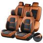 Coverado Car Seat Covers Full Set, 5 Piece Car Seat Protector with Removable Headrest, Nappa Leather Breathable Front Rear Seat Cushion Side All Wrapped Universal Fit Truck Automotive Most Cars Brown - color: Nappa-Black&Brown, size: Full Set