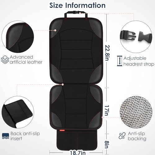 Car Seat Protector for Child Car Seat - Waterproof Non-Slip Leather Mat with 2 Mesh Pockets, Universal Seat Cover for Baby, Pets & Vehicles(2-Pack,Black) - color: 2 Pack Black