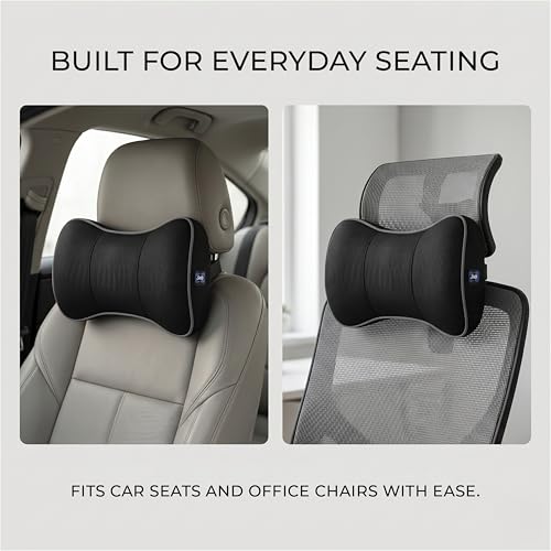 Sealy Memory Foam Neck Pillow for Car or Office Chair – Cervical Neck Pillow, Car Headrest Pillow or Office Chair Cushion for Neck