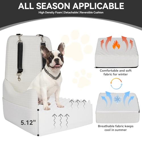 PETSFIT Dog Booster Car Seat for Small/Medium Dogs Up to 35 lbs – Patented Safety System, 5" Memory Foam Pet Car Seat, Fully Detachable and Washable Cover, Front/Back Seat Travel Booster (Beige) - color: Beige
