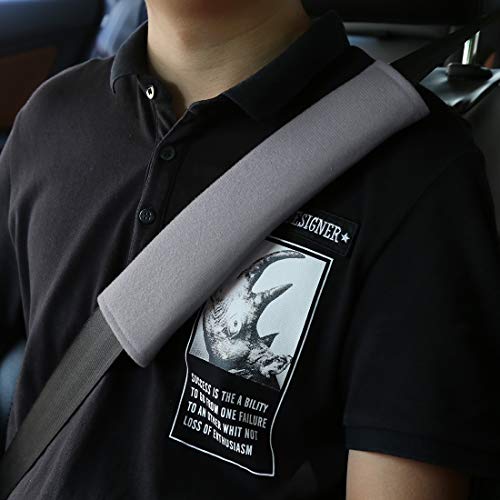 X AUTOHAUX 4pcs Universal Gray Car Safety Seat Belt Pads Cover with Soft Polyester Fiber Auto Seatbelt Shoulder Pad for More Comfortable Driving - color: Gray