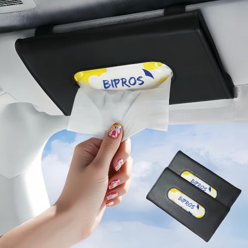 Car Tissue Holder for Visor 2 Pack, Tissue Organizer for Cars with Lotion Facial Tissues, Slim Car Napkin Holder, Easy-Access Visor Tissue Holder for Parents, Allergy Season & Daily Commute - color: Black, size: Regular - 2 Pack