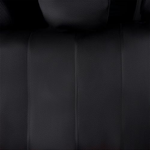 Flying Banner car seat Covers Full Set Faux Leather Air Mesh Breathable Man Lady Airbag Compatible Rear Bench Split 40/60 50/50 60/40 Truck Pick Up (Full Set - Low Back, Black Gray) - color: Black Gray