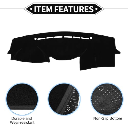 Dash Cover Compatible for Hyundai VeraCruz 2007-2012, Non-Slip Dash Cover Mat Polyester Black Front Dash Cover Mat