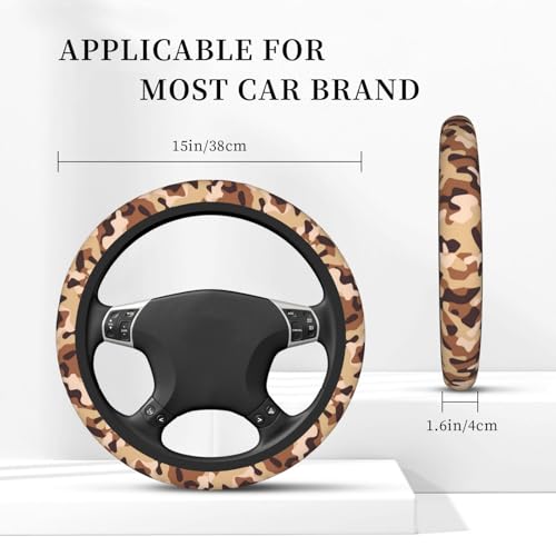Steering Wheel Cover Accessories Neoprene Cover Non-Slip Breathable Easy to Install Suitable for Women Men Girls for Car SUV Van Truck Universal 14.5-15.5 Inch Brown Camouflage - color: Brown Camouflage