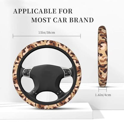 Steering Wheel Cover Accessories Neoprene Cover Non-Slip Breathable Easy to Install Suitable for Women Men Girls for Car SUV Van Truck Universal 14.5-15.5 Inch Brown Camouflage - color: Brown Camouflage