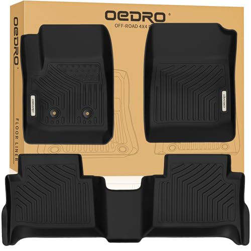 OEDRO Floor Mats Fit for 2015-2022 Chevy Colorado Crew Cab/GMC Canyon Crew Cab, Unique Black TPE All-Weather Guard Includes 1st and 2nd Row: Front, Rear, Full Set Liners - style: 2015-2022 Colorado 1st & 2nd