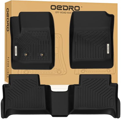 OEDRO Floor Mats Fit for 2015-2022 Chevy Colorado Crew Cab/GMC Canyon Crew Cab, Unique Black TPE All-Weather Guard Includes 1st and 2nd Row: Front, Rear, Full Set Liners - style: 2015-2022 Colorado 1st & 2nd