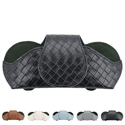 KINIVA Sunglasses Holder for Visor - Leather Glasses Case with Clips for All Car Models (Black) - color: 09 Black