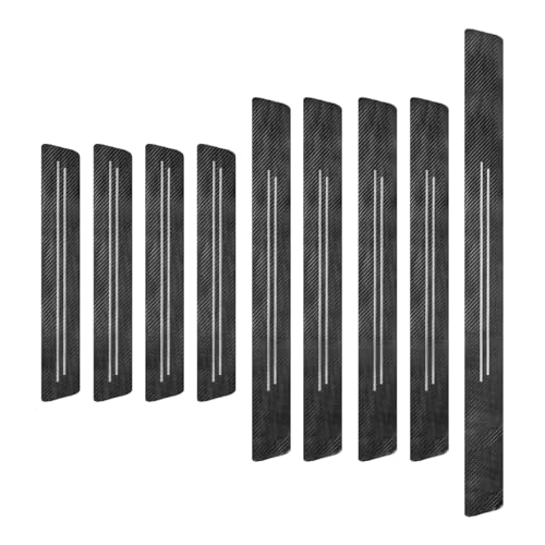 9 PCS Car Door Sill Protector, Anti-Scratch Carbon Fiber Leather Car Door Entry Edge Guard, Waterproof Threshold Scuff Protection Cover Sticker for Sedans Trucks SUVs - color: 9pcs for doorsill & trunk