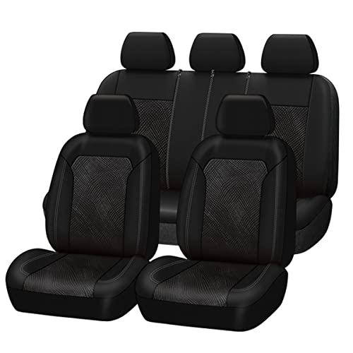 Flying Banner Car Seat Covers Full Set Universal fit Most Car,Truck,SUV and Van Comfortable Airbag Compatible Jacquard & Polyester (Full Set - Low Back, Black Gray Thread) - color: Black Gray Thread