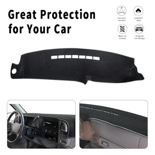 POSAID Dash Cover for 1997-2000 Chevy Chevrolet Silverado/GMC Sierra C1500 C2500 C3500 K1500 K2500 K3500, Dashboard Cover for 1997-1999 Chevy Tahoe/GMC Yukon, for 1999-2000 Cadillac Escalade, Black